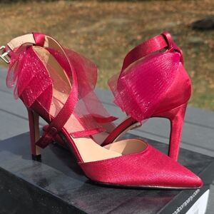 Red Satin Bow Women's Heels NY&C